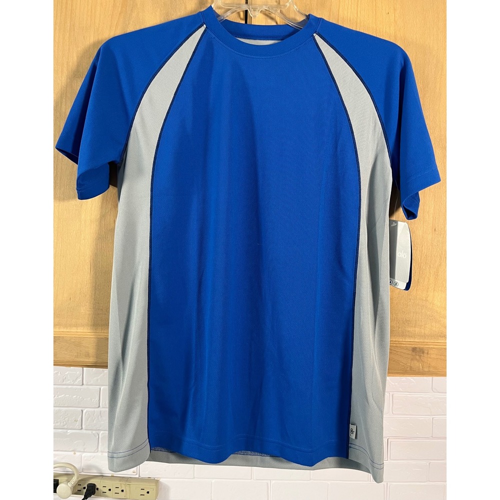 Alo Yoga Performance T-Shirt Mens XS Blue Grey Colorblock Athletic Top